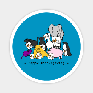 Cute Animals Say Happy Thanksgiving Turkey Day Magnet